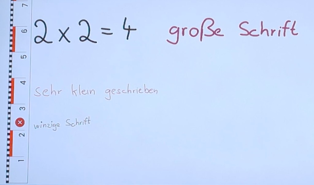 Zoom: kleinste Schrift an der Tafel