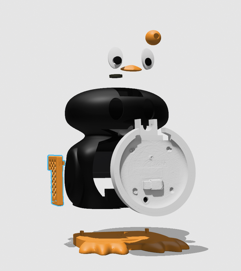 Explosionszeichnung des Avapingu-Bausatzes (3D‑gedruckte Teile)